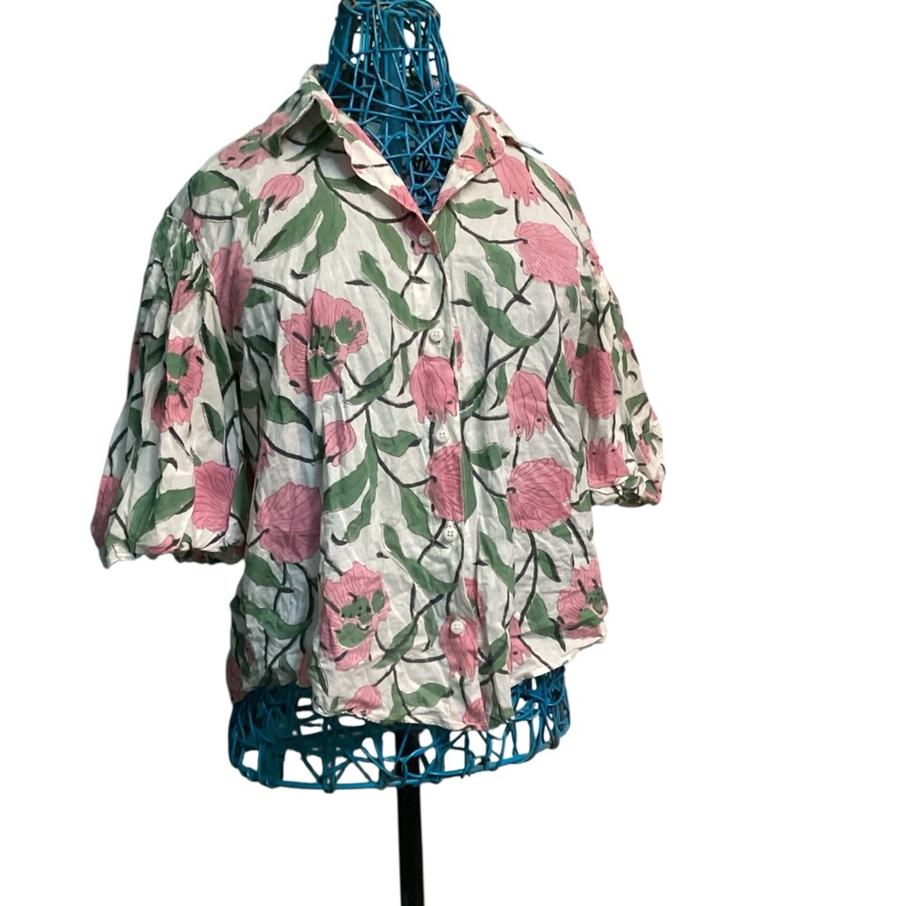 Puff Sleeve Button Up Top
